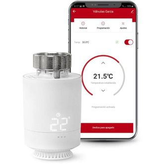 Garza Testina Termostatica Intelligente Zigbee per Radiatore, Controllo Riscaldamento, Display led, Programmabile, App, Alexa, Google, Bianco - Garza