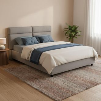 Dmora Cama Doble Alcatron, Desenfundable, Con Almacenaje Hecha En Italia, Tama&ntilde;o Colch&oacute;n 160x190 Cm, Gris