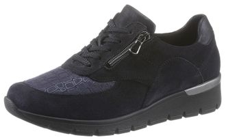 Waldl&auml;ufer Wedgesneaker WALDL&Auml;UFER K-RAMONA-Soft, Damen, Gr. 6,5, blau (dunkelblau), Nubukleder, Textil, Veloursleder, Schuhe Wedgesneaker, mit Orthotritt-Aussta