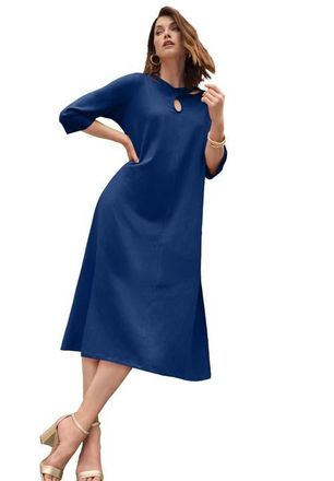 Jessica London Keyhole A-Line T-Shirt Dress in Evening Blue at Nordstrom, Size Medium