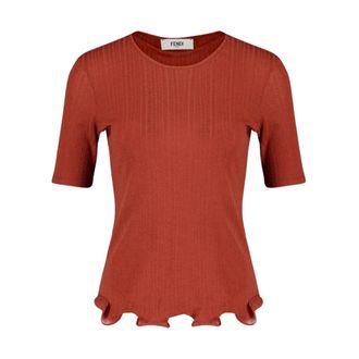 Fendi Roma Rib T-Shirt - female - Fendi - T-Shirts - Red - M - Tops