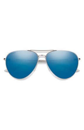 Smith Layback 60mm ChromaPop Polarized Aviator Sunglasses in Silver /Blue Mirror at Nordstrom