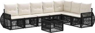 vidaXL Conjunto De Sof&aacute;s De Jard&iacute;n 8 Uds. Negro Y Blanco Crema Vidaxl