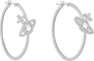 Vivienne Westwood Olympia CZ Pav&eacute; Hoop Earrings - Silver - One Size