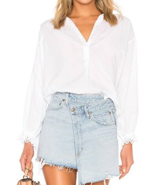 Velvet Jacoba Button Down Top In White