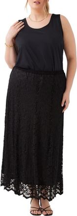 Karen Kane Lace Midi Skirt in Black at Nordstrom, Size 0X