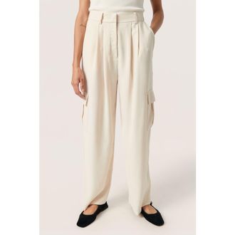 Soaked In Luxury Shirley Wide Legs Cargo Trousers in Sandshell at Nordstrom, Size X-Small