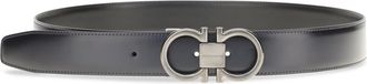 Ferragamo Mens Belt Gancini Blue Calfskin Calf Leather