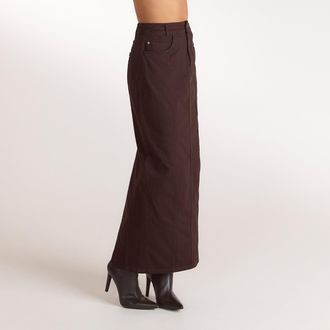 Lounge Denim kolom maxi-rok - Chocolade - 34