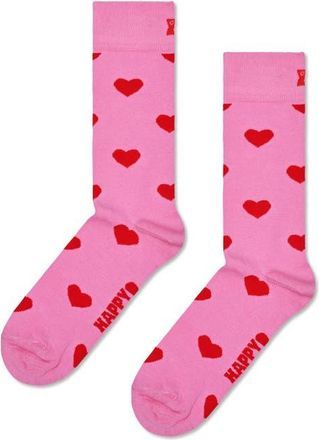 Happy Socks Heart Cotton Blend Crew Socks in Pink at Nordstrom, Size 36-40