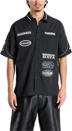 Pleasures Terror Button Up Shirt - Heren - Korte mouwen Overhemden - Zwart - M - Katoen - Overhemden