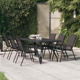 vidaXL Mesa De Jard&iacute;n Acero Y Vidrio Negro 180x80x70 Cm Vidaxl