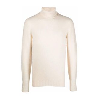 Drumohr Turtlenecks, male, White, Size: 2XL White Ribbed Knit Roll Neck Sweater