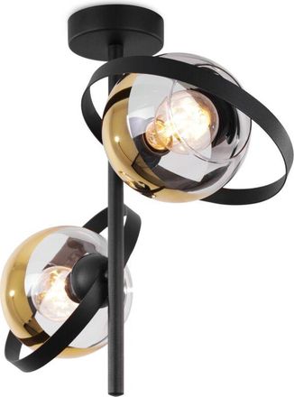 OEM L&aacute;mpara De Techo Ronda Negra 2 Planos Dorada E27