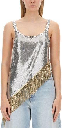 Paco Rabanne Metallic Top With Fringe Detail
