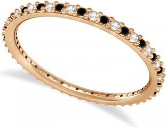 Allurez Petite Black & White Diamond Eternity Wedding Band 14k Rose Gold (0.25ct)