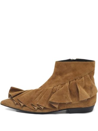 J.W.Anderson ruffle suede ankle boots - Brown