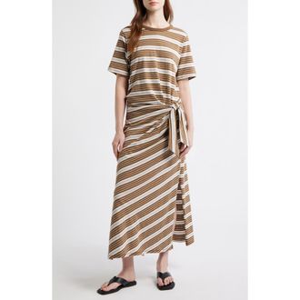 Rag & Bone The Slub Stripe T-Shirt Maxi Dress in Brown Multi at Nordstrom, Size Xx-Small