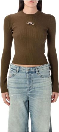 Diesel M-Valari Top - Dames - Ronde hals truien - Groen - XS - Polyester - Truien & Vesten