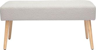 Miliboo Miliboo - Banco nórdico capitoné de borreguillo blanco y madera clara 96 cm guesta