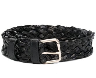 Red Valentino Womens Red V Woven Belt - Black Leather - Size Medium