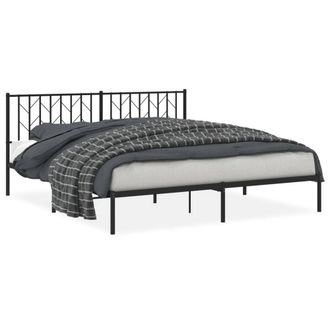 Berkfield Home Metal Bed Frame without Mattress with Headboard Black 183x213cm | Size: 183x213 cm