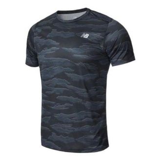 New Balance Accelerate Printed SS T-Shirt Black Grey AMT03204-BMM