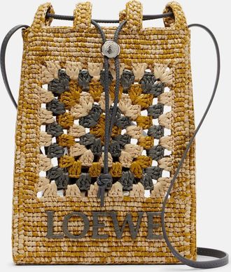 Loewe Paulas Ibiza raffia pouch with strap
