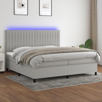 vidaXL Vidaxl - Cama Box Spring Con Colch&oacute;n Tela Y Led Gris Claro 200x200 Cm
