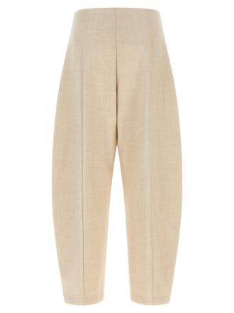 Nude Wool Blend Balloon Trousers - Beige