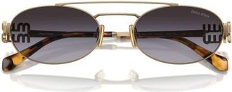 Miu Miu 53mm Oval Sunglasses in Antique Gold /Grey Gradient at Nordstrom
