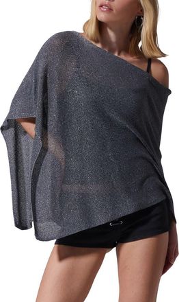 PacSun Amaris Sequin One Shoulder Poncho in Gray at Nordstrom