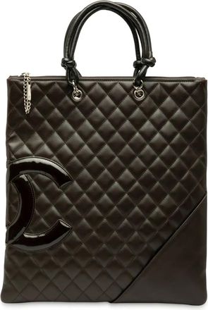 Chanel 2005-2006 Quilted Lambskin Cambon Ligne Flat tote bag - Brown