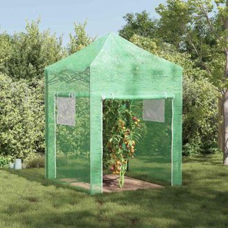 vidaXL Invernadero Con Techo Manual Verde 200 X 200 X 300 Cm Acero Vidaxl