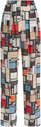 Moschino Broeken, Dames, Veelkleurig, XL, Zijde broek met print