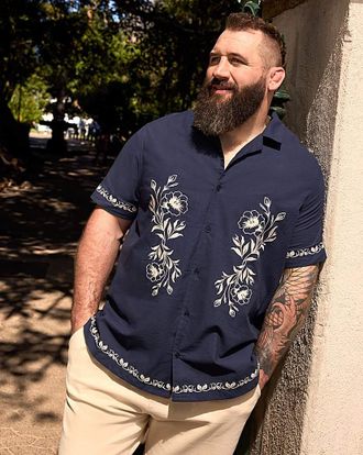 Jacamo Navy Embroidered Shirt