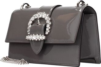 Jimmy Choo London Crystal-Buckle Patent Leather Shoulder Bag - Gray
