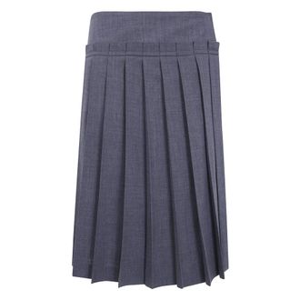 Ami Geplooide wollen midirok - Dames - Rokken - Grijs - Maat: M Wol
