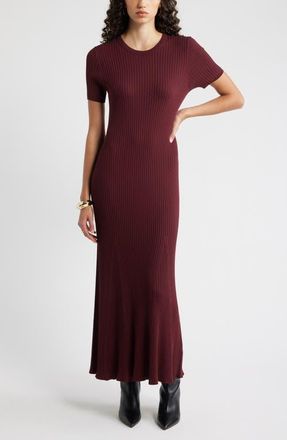 Nordstrom Rib Knit Dress in Burgundy Royale at Nordstrom, Size Xx-Small