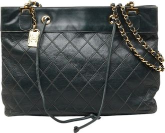Chanel Green Leather Shoulder Bag Tote Bag (Pre-Owned)