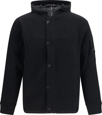 C.P. Company C.p. Company - Omkeerbaar vest van merinowol en stretch-nylon - Heren - Truien - Zwart - Maat: L Wol