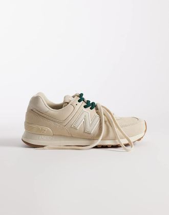 New Balance 574 - Sneakers con doppio laccio in camoscio beige-Neutro