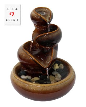 Sunnydaze Tiered Vessels Indoor Ceramic Tabletop Water Fountain With $7 Credit
