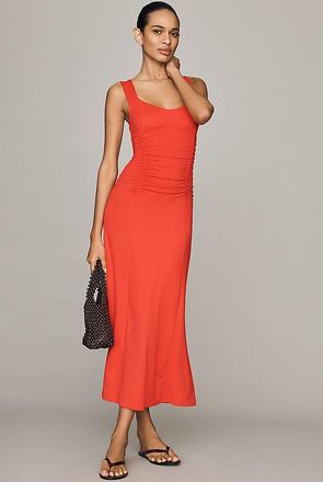 Maeve Square-Neck Ruched Knit Midi Dress