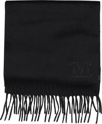 Max Mara Zwart Kasjmier Sjaal met Monogram M - Dames - Wintersjaals - Zwart - ONE Size - Kasjmier - Accessoires