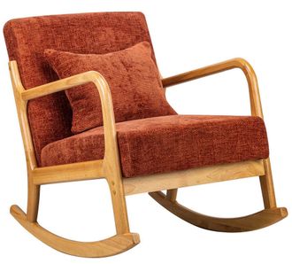 Nordlys Rocking Chair Scandinavian Rocking Chair Fabric in Red
