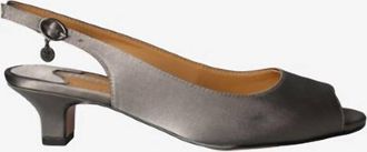 J. Rene&eacute; Womens Jenvey Sling Back Sandals In Dk Gray/taupe Satin