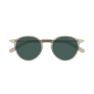 Montblanc Translucent Taupe Round Frame Sunglasses with Gold Accents