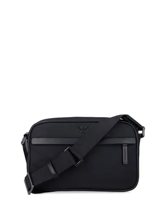 Emporio Armani logo-plaque crossbody bag - men - Polyester - One Size - Black