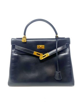 Herm&egrave;s Vintage Kelly 32 in Black Box Leather with Gold Hardware